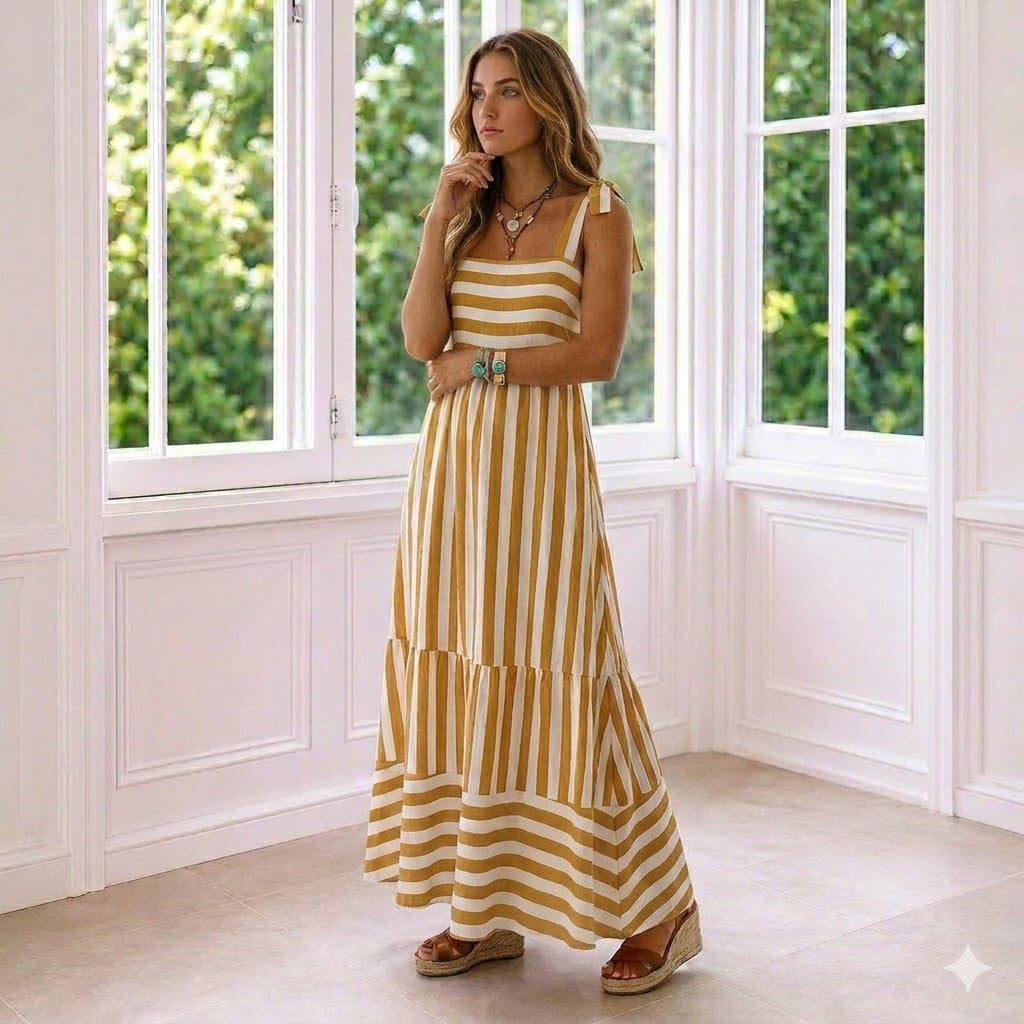 Vestido largo "rayas amarillas"